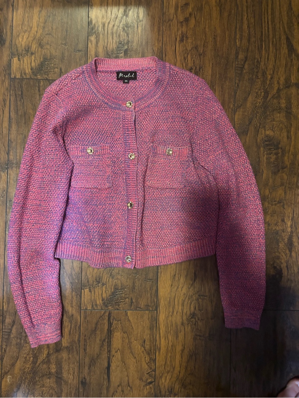 Mural Pink Knit Cropped Cardigan